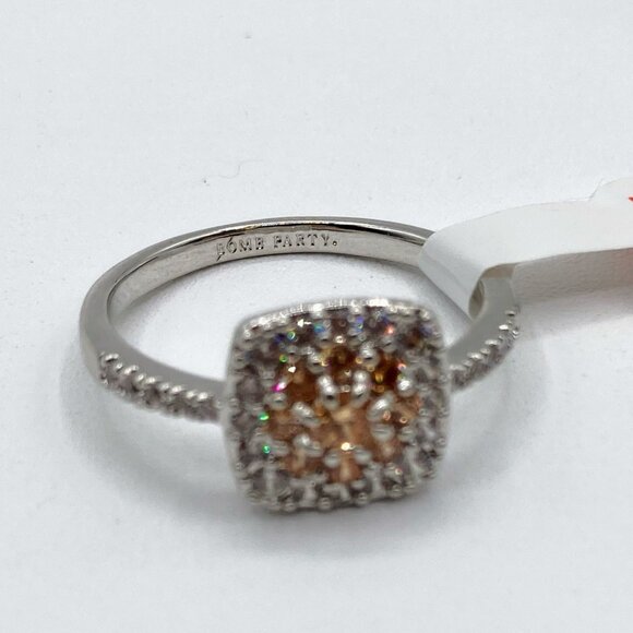 Bomb Party Ring RBP3971 Vision Of Happiness Smokey Topaz CZ Sz 10 Rhodium Plated - Picture 4 of 6